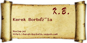Kerek Borbála névjegykártya
